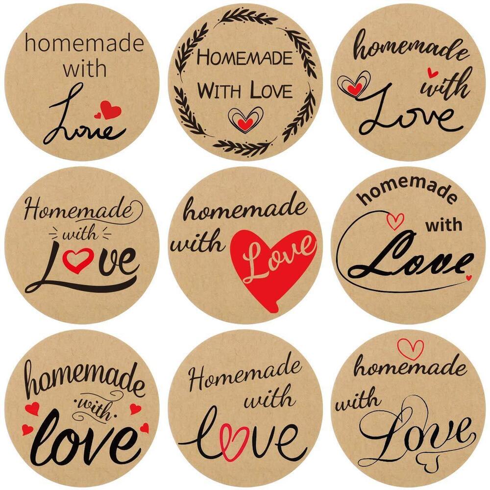 4611 500 Pcs Homemade with Love Stickers Perforated Roll Business Sticker